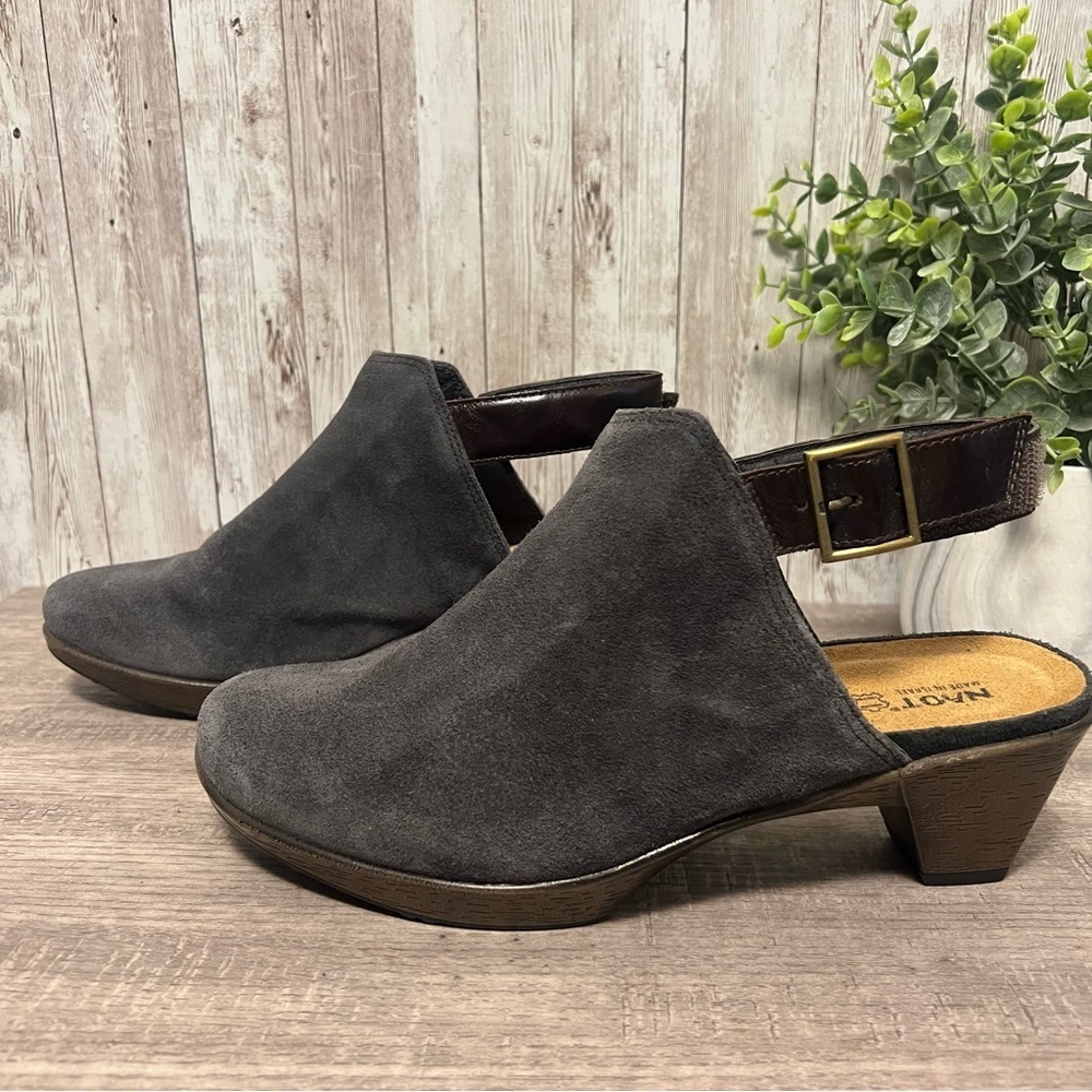Naot Women's Dark Gray Suede Slingback Mules